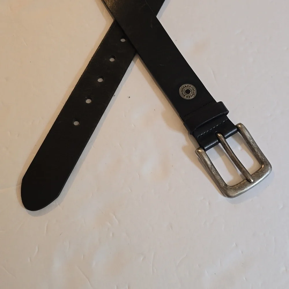 Levi's| Mens Black Leather Belt Silver Square Buckle Dress Office Sz.L/XL